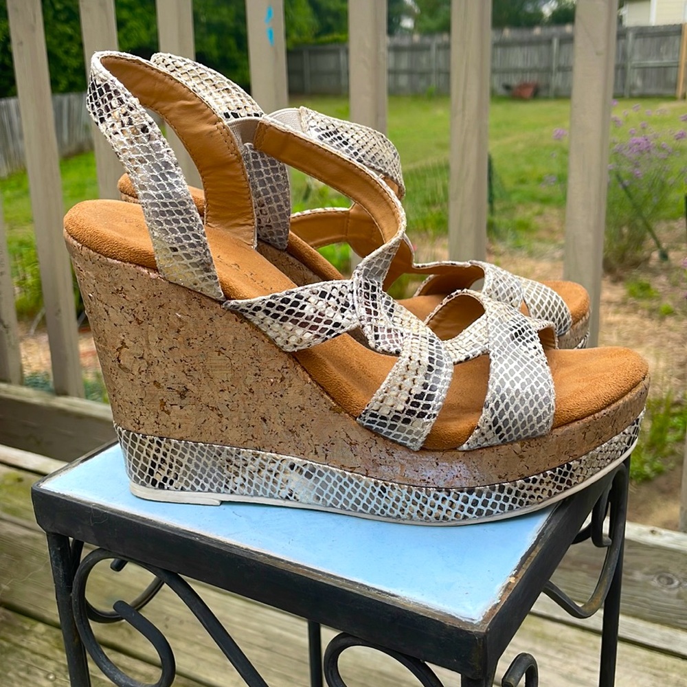 3/$25 Snakeskin Platform Wedge 8.5